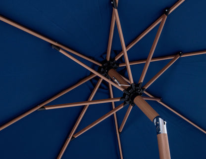 Fiji - Aluminum Patio Umbrella With Round White And Teak Base