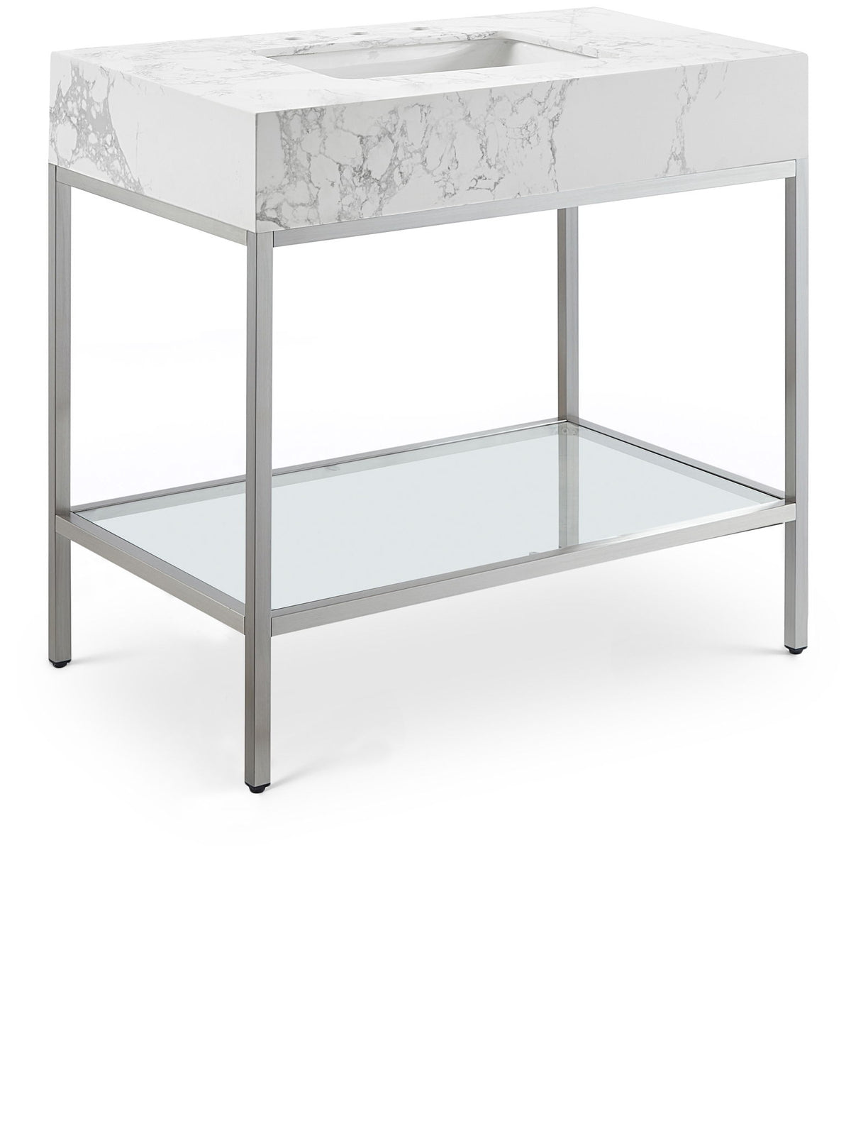 Marmo - Engineered Marble Bathroom Vanity With Chrome Base