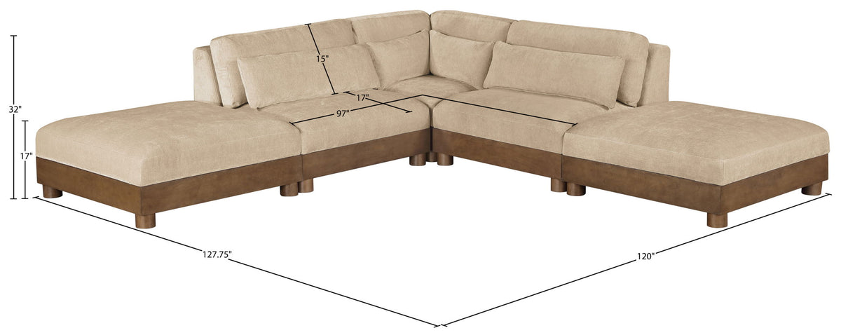 Turin - Chenille Fabric Upholstered Modular Sectional - Beige
