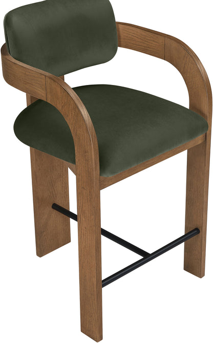 Cedra - Velvet Performance Fabric Upholstered Counter Stool - Brown Frame