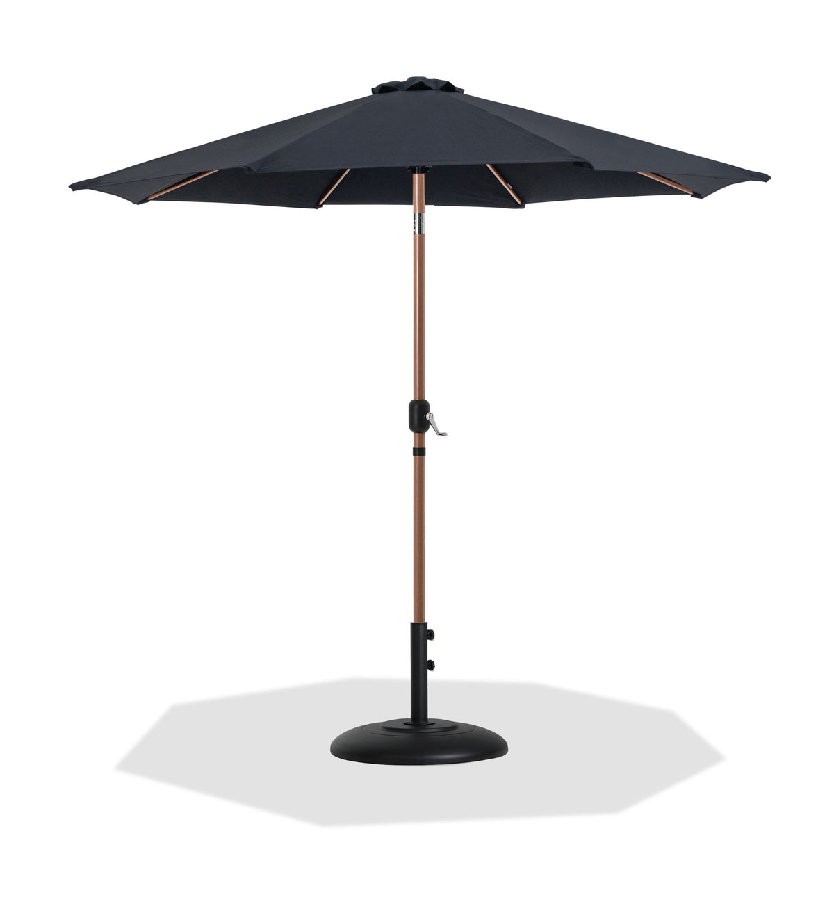 Fiji - Aluminum Patio Umbrella With Round Black And Teak Base