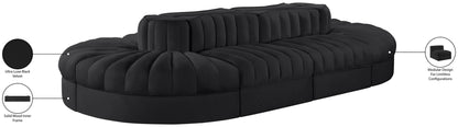 Rummi - Oval Velvet Performance Fabric Upholstered 8 Piece Modular Sectional