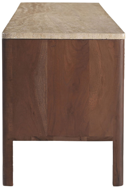 Varenna - 69" Genuine Marble And Acacia Wood Media Console