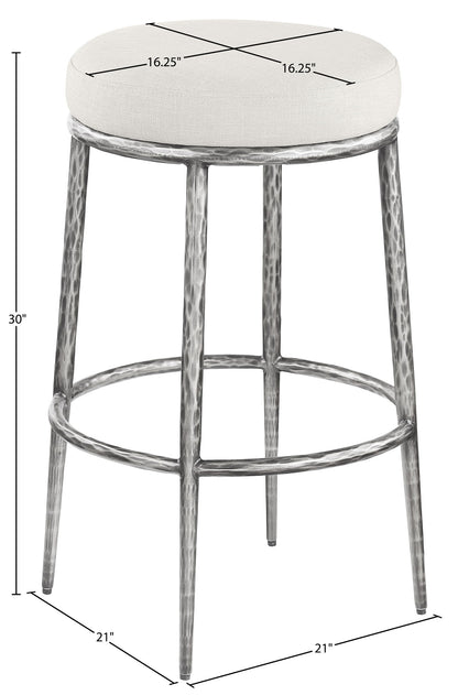 Ferro - Performance Fabric Upholstered Backless Bar Stool - Antique Silver