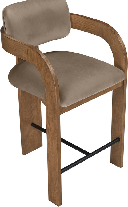 Cedra - Velvet Performance Fabric Upholstered Counter Stool - Brown Frame
