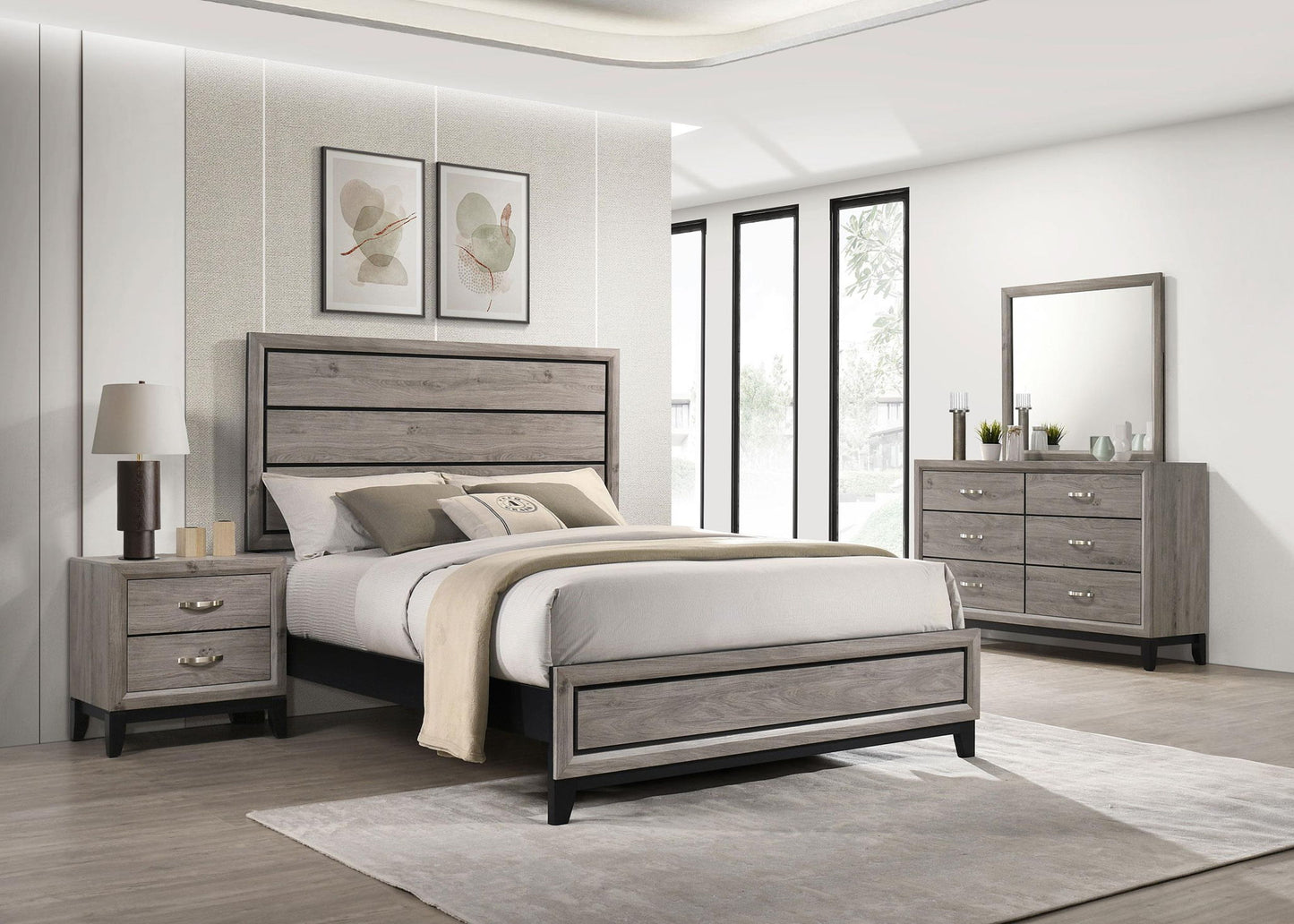 Valen Four-piece Eastern King Bedroom Set Light Taupe