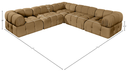 Orin - Velvet 5 Piece Modular Corner Sectional