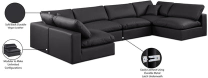 Comfy - 6 Piece Faux Leather Modular Armless Sectional
