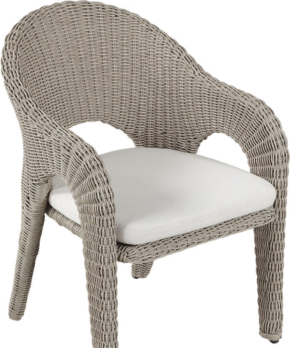 Seacrest - Olefin Water Resistant Fabric And Wicker Outdoor Patio Dining Chair