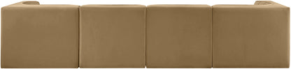 Rummi - Velvet Performance Fabric Upholstered 4 Piece Modular Sofa