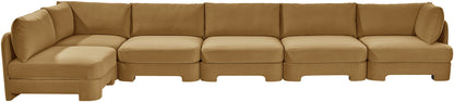 Hammond - Velvet Performance Fabric Upholstered 6 Piece L-Shaped Armless Sectional