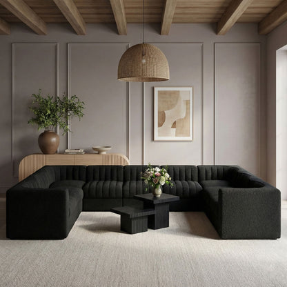 Rummi - Velvet Performance Fabric Upholstered 9 Piece Modular Sectional
