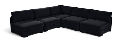 Hammond - Velvet Performance Fabric Upholstered 5 Piece Armless Sectional