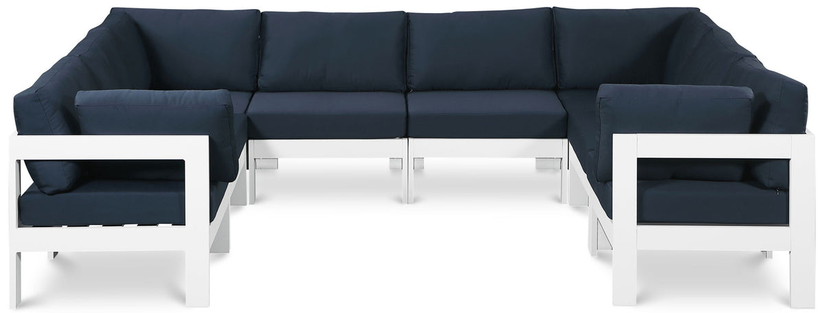 Nizuc - Outdoor Patio 8 Piece Modular Sectional With White Frame
