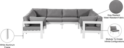 Nizuc - Outdoor Patio 8 Piece Modular Sectional With White Frame