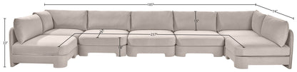 Hammond - Velvet Performance Fabric Upholstered 7 Piece U-Shaped Armless Sectional
