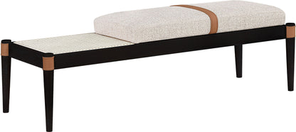 Nara - Linen Textured Fabric Upholstered Bench - Painted Black