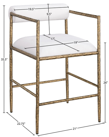 Axis - Linen Textured Cream Fabric Upholstered Counter Stool (Set of 2)