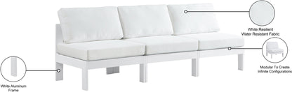 Nizuc - Outdoor Patio 3 Seat Armless Modular Sofa With White Frame