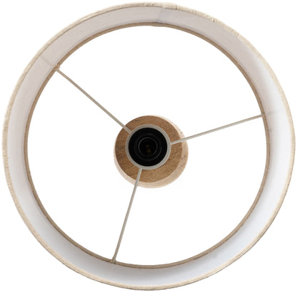 Orenda - Mango Wood Base And Linen Textured Fabric Shade Table Lamp - Travertine / Natural