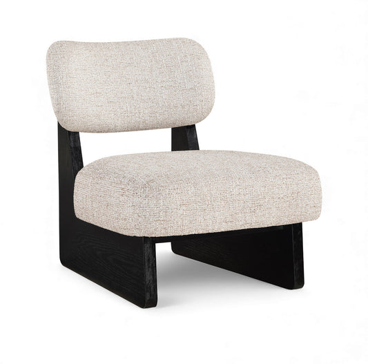Vetra - Linen Textured Fabric Upholstered Accent Chair With Black Base