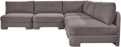 Hammond - Velvet Performance Fabric Upholstered 5 Piece Armless Sectional