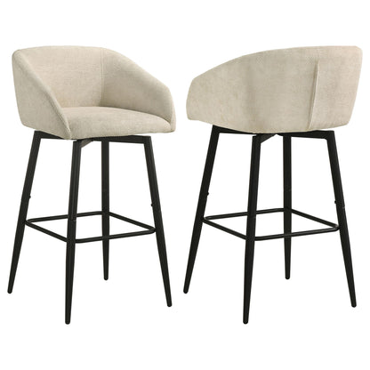 Rainer Fabric Upholstered Swivel Bar Chair Cream (Set of 2)