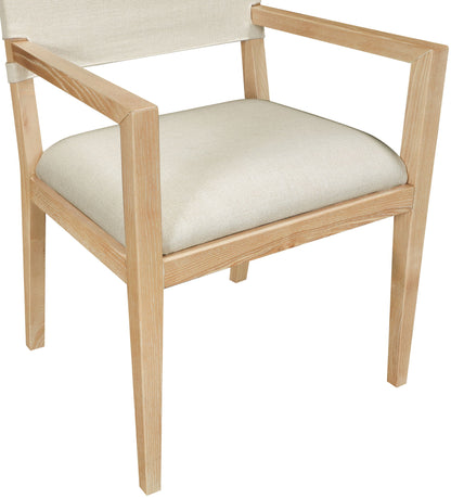 Avon - Linen Textured Performance Fabric Upholstered Dining Arm Chair