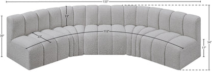 Arc - Boucle Fabric 5 Piece U-Shaped Modular Sofa