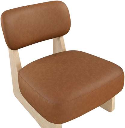 Vetra - Vegan Leather Upholstered Accent Chair With Natural Base
