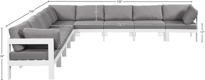 Nizuc - Outdoor Patio 9 Piece Modular Sectional With White Frame