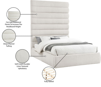 Adam - Linen Fabric Bed With 89" Headboard