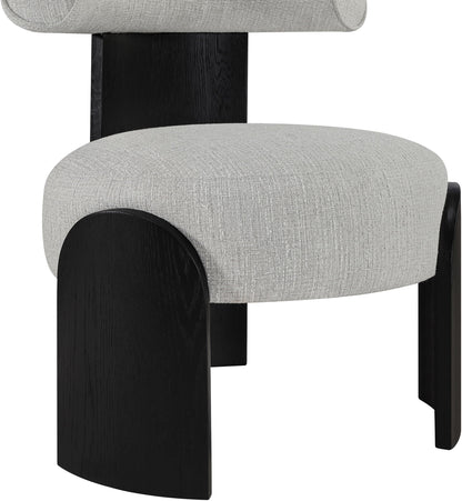 Calder - Linen Textured Fabric Upholstered Accent Chair - Painted Black Base