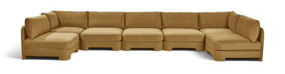 Hammond - Velvet Performance Fabric Upholstered 7 Piece U-Shaped Armless Sectional