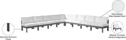 Nizuc - Outdoor Patio 9 Piece Modular Sectional With Gray Frame