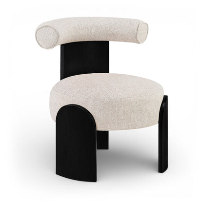Calder - Linen Textured Fabric Upholstered Accent Chair - Painted Black Base