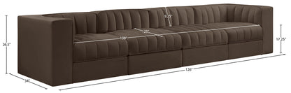 Rummi - Velvet Performance Fabric Upholstered 4 Piece Modular Sofa