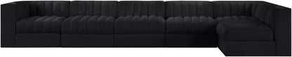 Rummi - Velvet Performance Fabric Upholstered 6 Piece Modular Sectional, L-Shaped (Right)