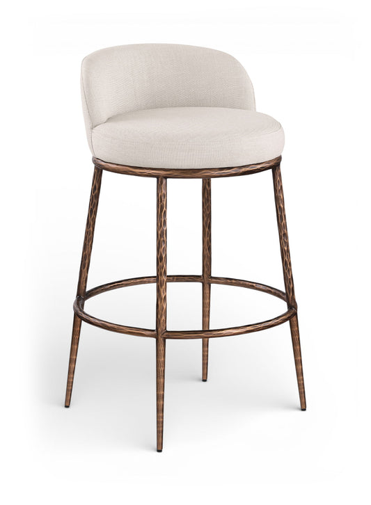 Ferro - Performance Fabric Upholstered Bar Stool - Antique Bronze