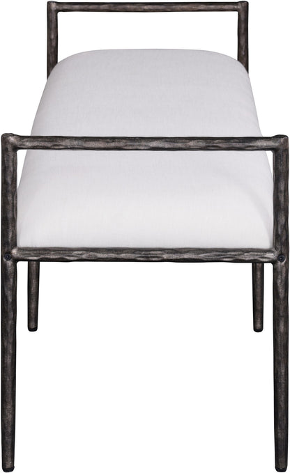 Axis - Linen Textured Cream Fabric Upholstered Bench