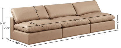 Comfy - Faux Leather Modular Armless Sofa 3 Pieces - Tan