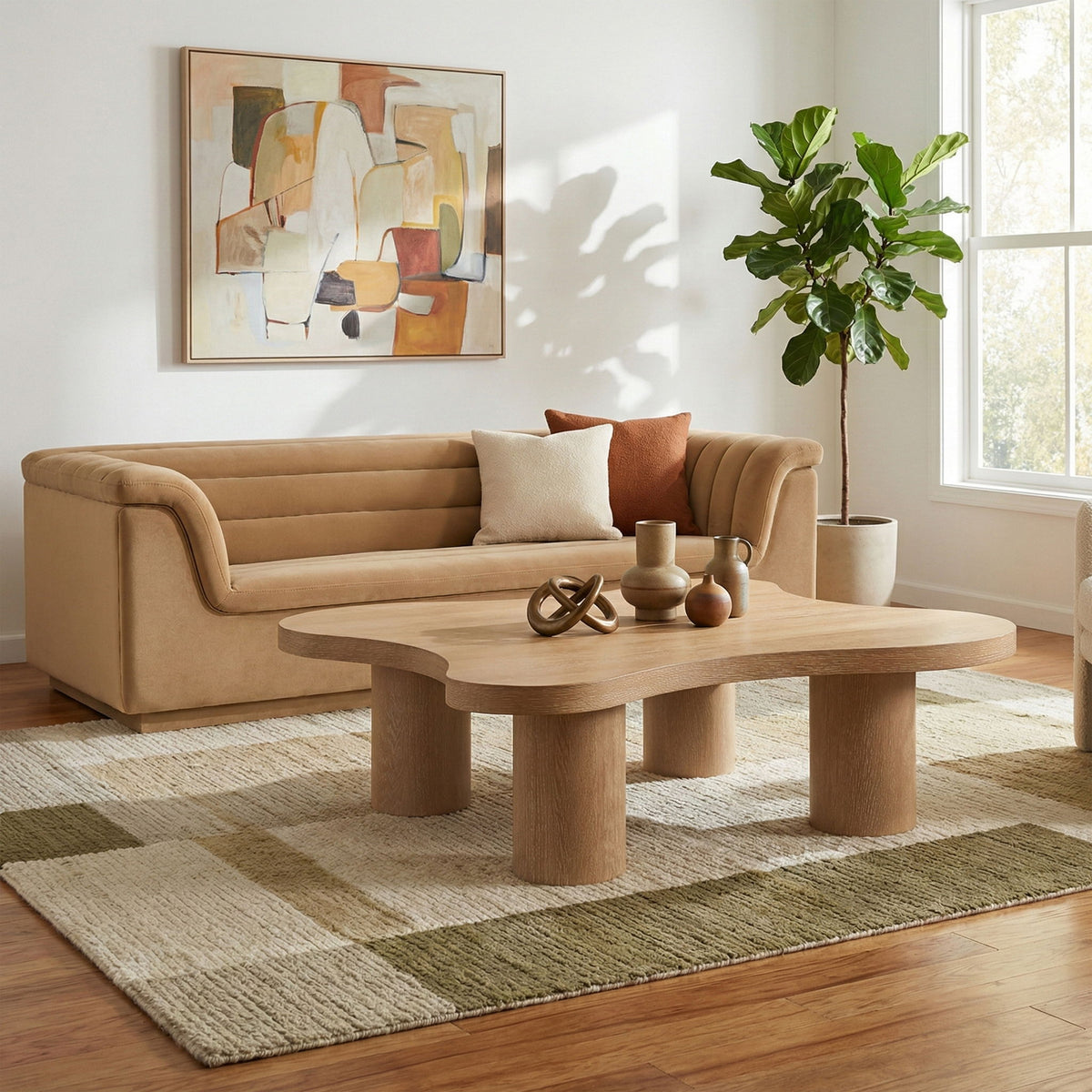 Cove - 48" Oak Veneer And Solid Wood Coffee Table