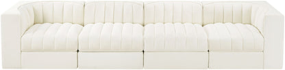 Rummi - Velvet Performance Fabric Upholstered 4 Piece Modular Sofa