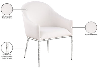 Ferro - Upholstered Dining Arm Chair With Brushed Silver Legs