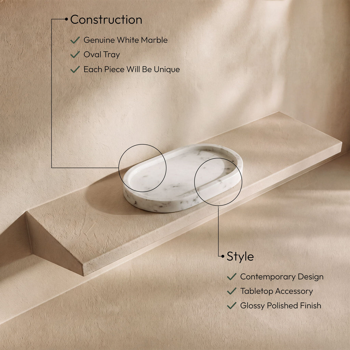 Ophelia - Genuine Marble Tray