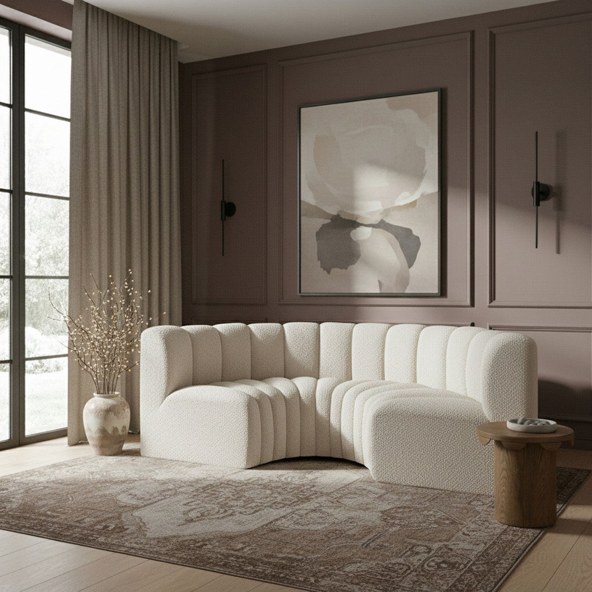 Arc - Boucle Fabric 4 Piece U-Shaped Modular Sofa
