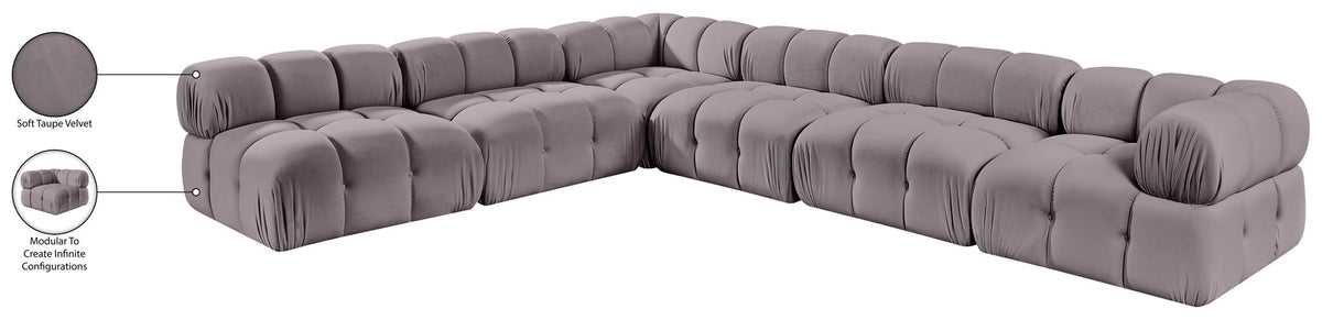 Orin - Velvet 6 Piece Modular L-Shaped Sectional