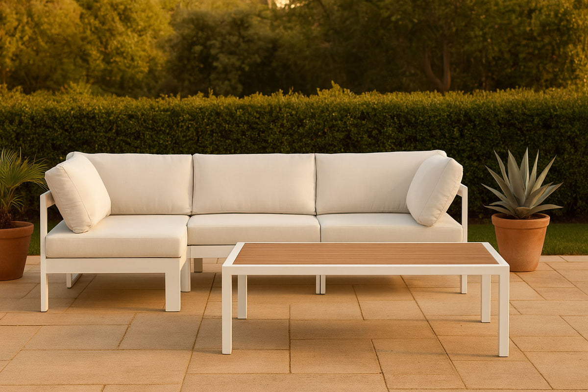 Nizuc - Outdoor Patio 4 Piece Modular Sectional With White Frame