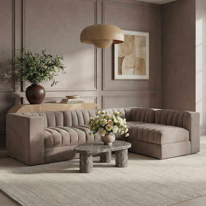 Rummi - Velvet Performance Fabric Upholstered 4 Piece Modular Sectional