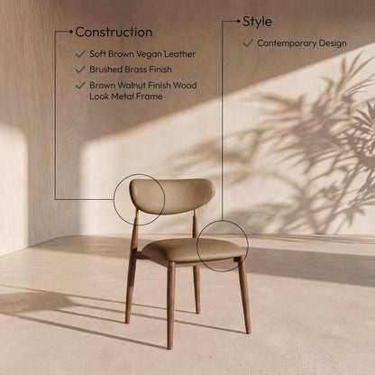 Ronda - Vegan Leather Upholstered Dining Side Chair - Walnut Legs